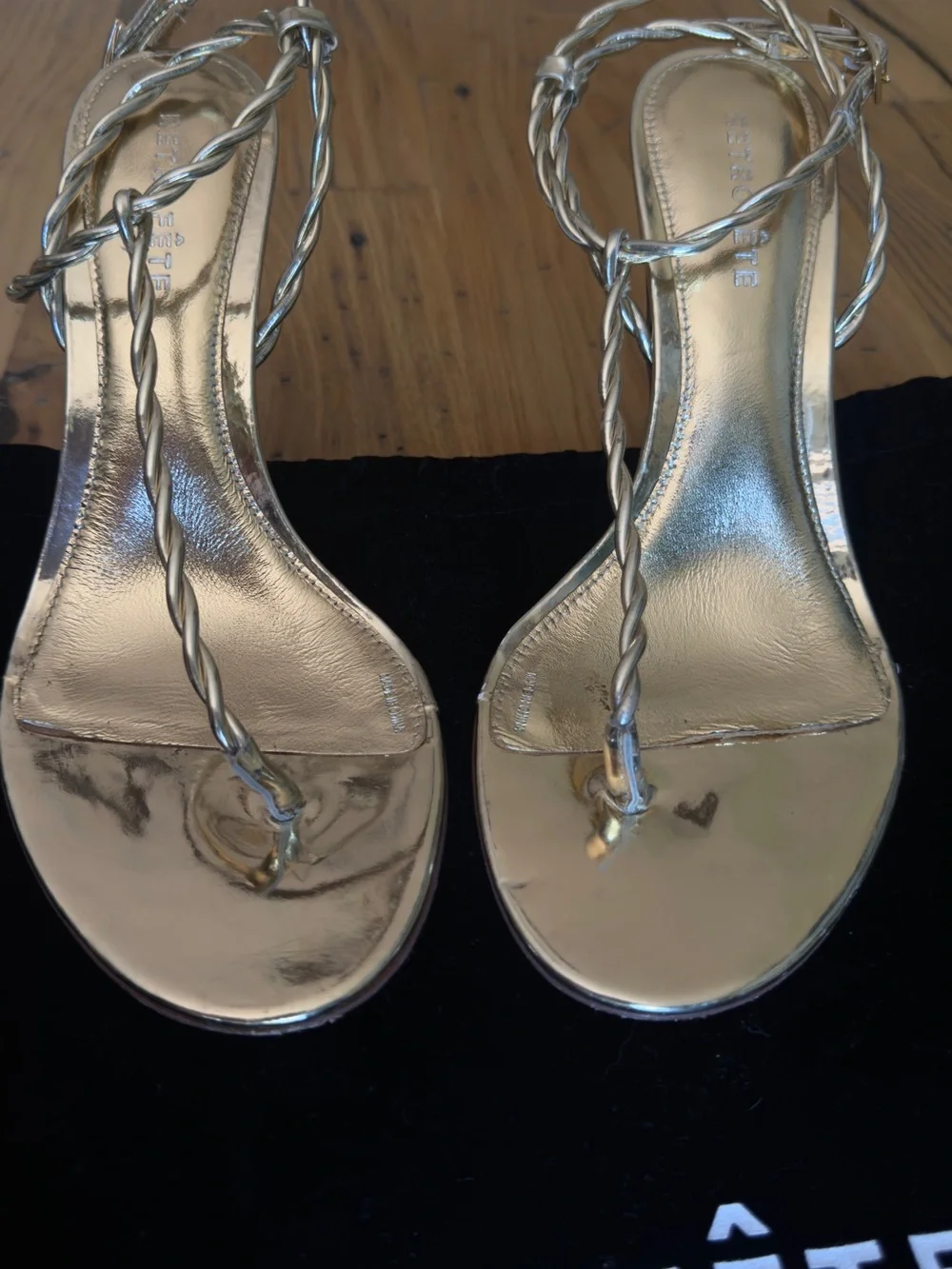 Retrofête Cleo Sandal Light Gold Metallic Heels Size 39